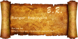 Barger Reginald névjegykártya